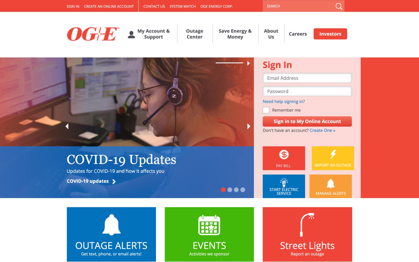 OGE homepage before redesign.